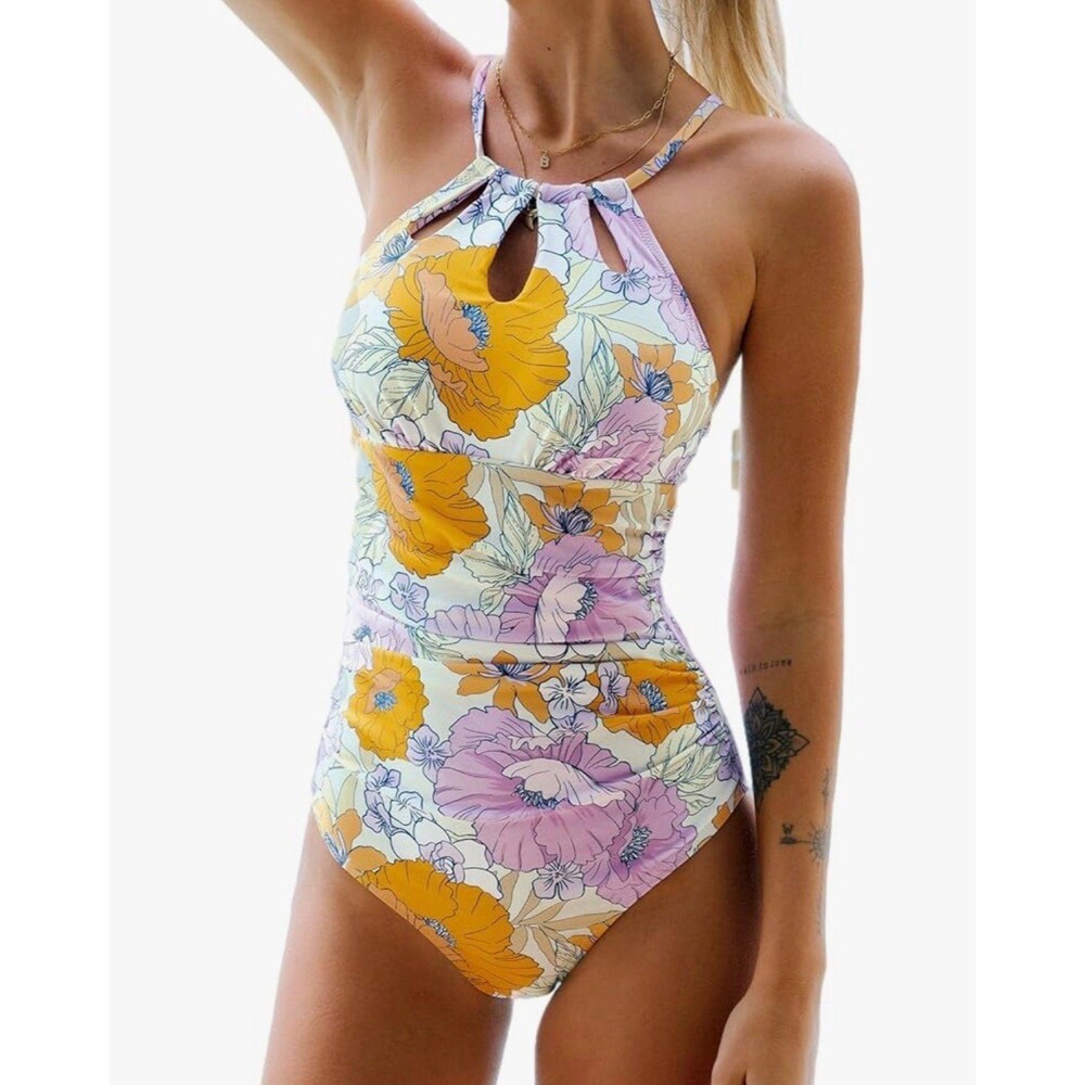 CUPSHE One Piece Swimsuit High Neck Tummy Control Swimwear Bathing Suit NWT
